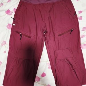 Burgundy Cargo Pants with Zipper Pockets